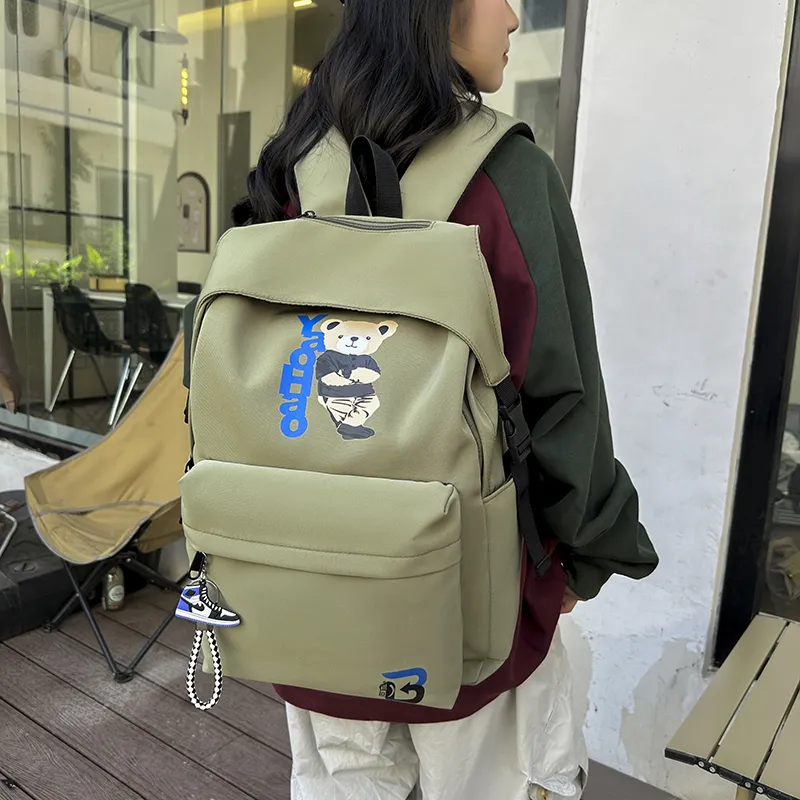 URBAN FOREST Nylon Backpack Unisex Army Green/Dark Blue/Gray/Yellow/Black-1