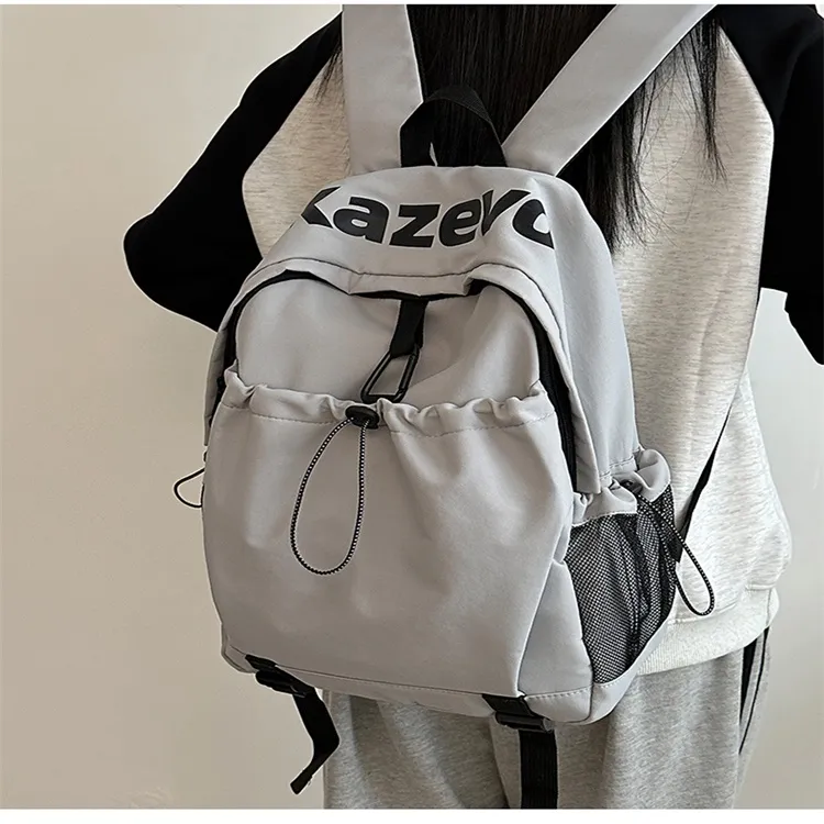 URBAN FOREST Nylon Backpack Unisex Gray/Black/Orange/Pink-2