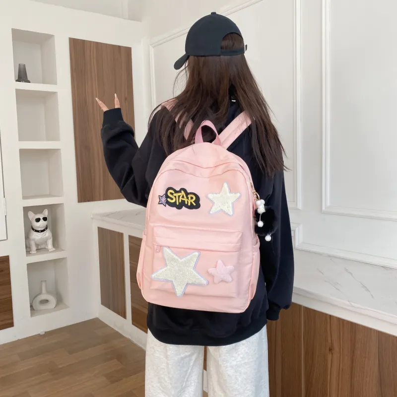 URBAN FOREST Canvas Backpack Unisex Yellow/Green/Pink/Black-12