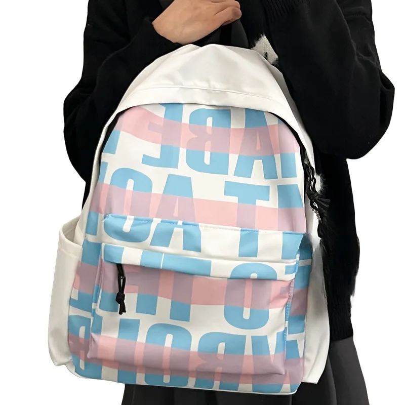 URBAN FOREST Nylon Backpack Unisex Light Blue/Dark Blue/Green/Black-5