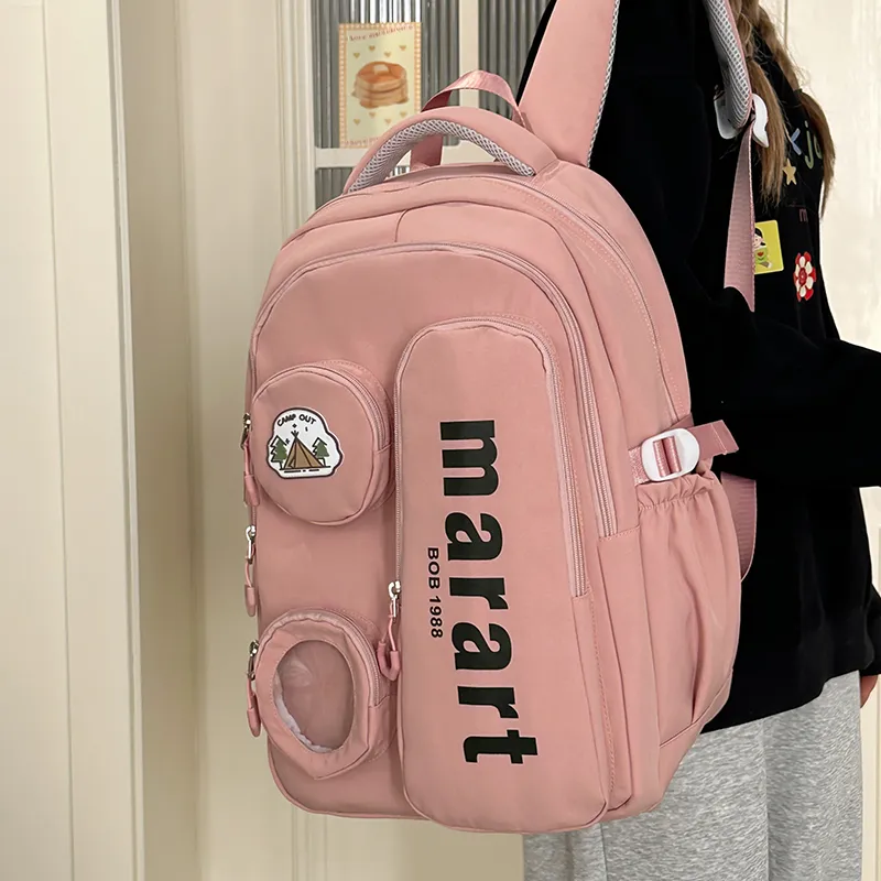 URBAN FOREST Nylon Backpack Regular Unisex Ecru/Light Gray/Black/Yellow/Pink-17