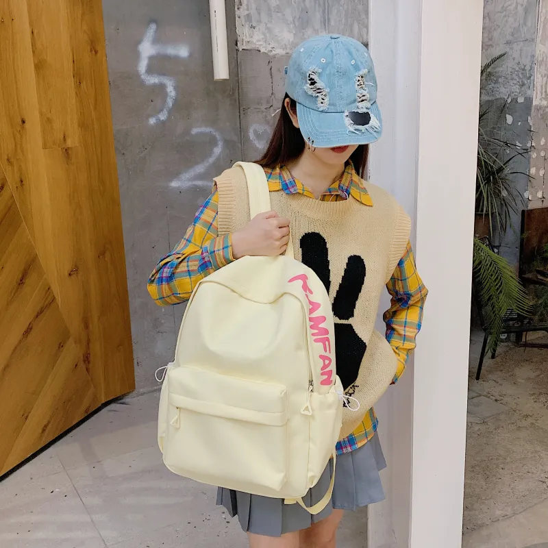 URBAN FOREST Nylon Backpack Regular Unisex White/Black/Yellow/Green/Pink-11