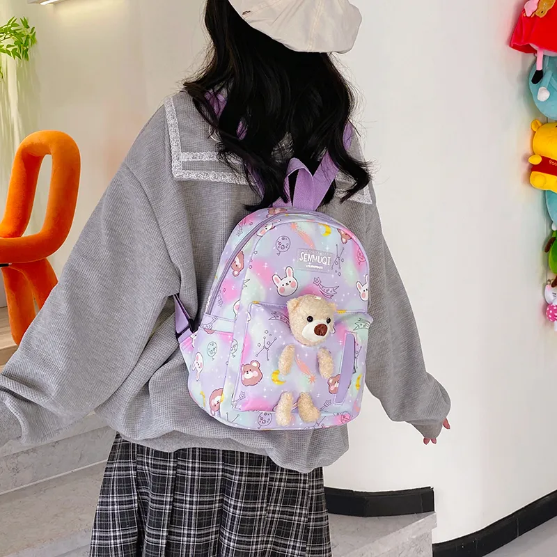 URBAN FOREST Nylon Backpack Women's Pink/Violet/Green/Blue/Black-15