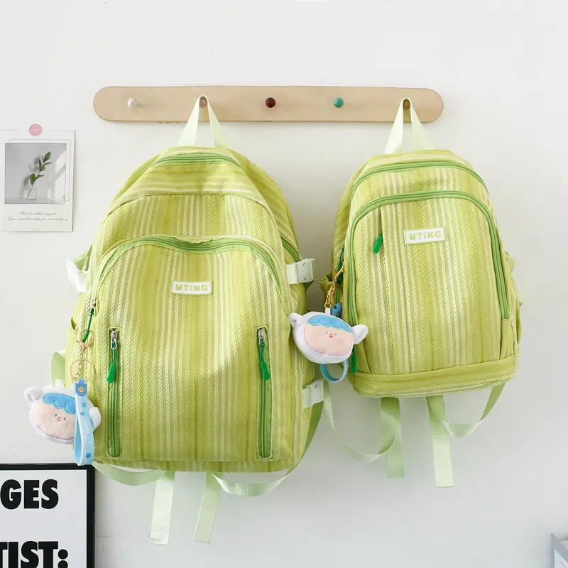 URBAN FOREST Nylon Backpack Unisex Pink/Green/Yellow/Black/White-7