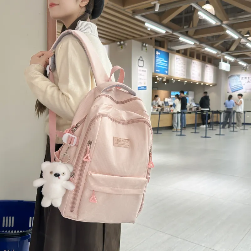 URBAN FOREST Nylon Backpack Unisex Ecru/Black/Pink/Light Purple/Yellow/Light Blue-14