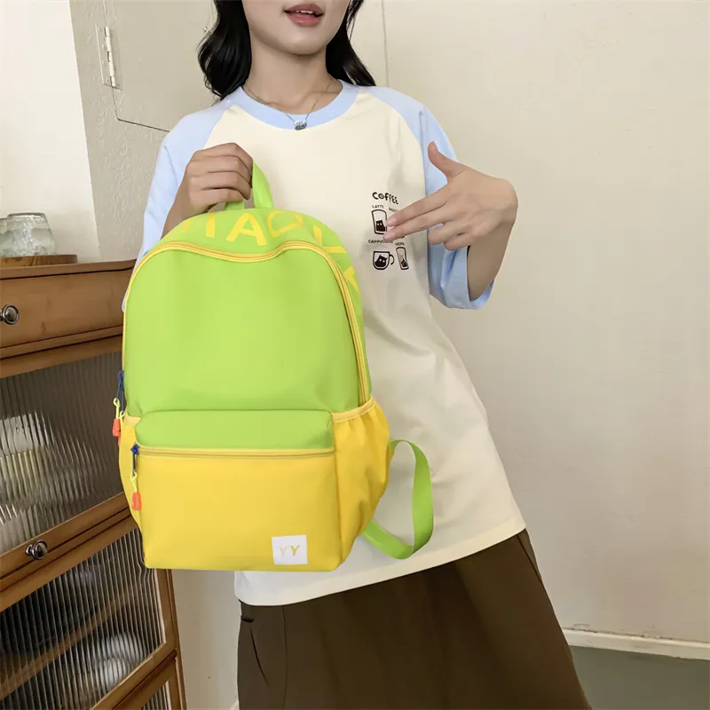 URBAN FOREST Nylon Backpack Unisex Pink & Purple/Pink & Green/Green & Yellow/Blue & Yellow-13