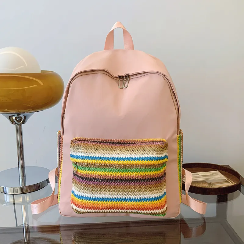 URBAN FOREST Oxford Backpack Regular Unisex Ecru/Black/Green/Pink-20