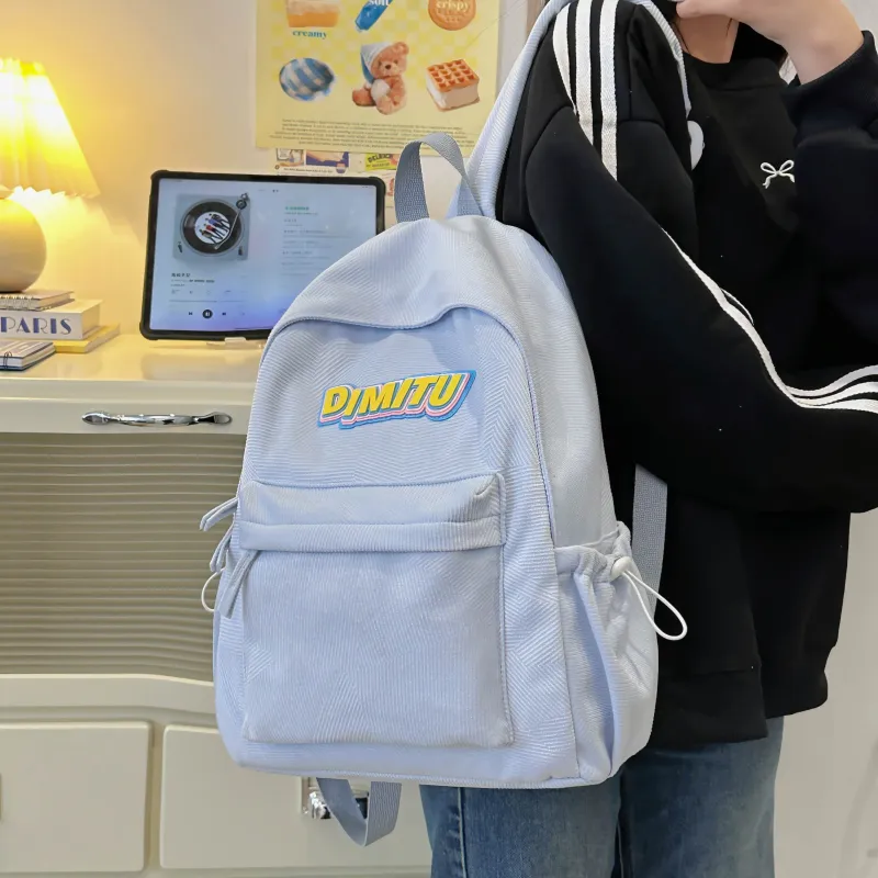 URBAN FOREST Nylon Backpack Unisex Blue/Gray/Black/Coffee-16
