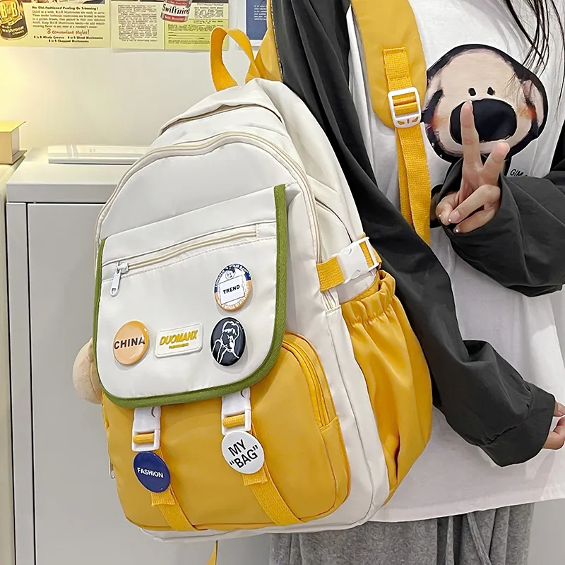 URBAN FOREST Nylon Backpack Regular Unisex Black/Yellow/Khaki/Blue/Brown-5