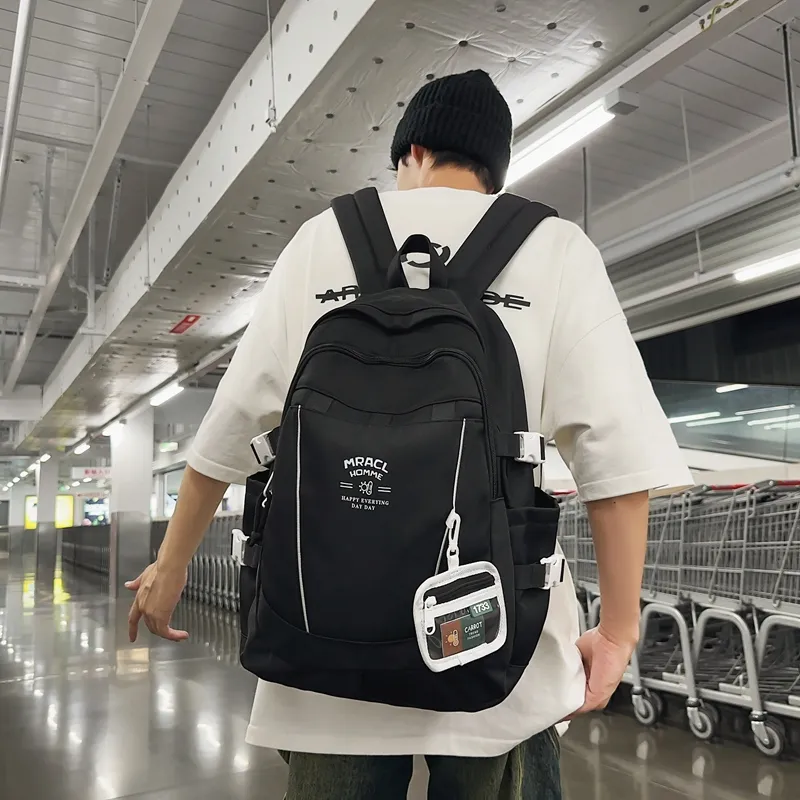 URBAN FOREST Nylon Backpack Unisex Black Red/Purple/Green Blue/Coffee-1