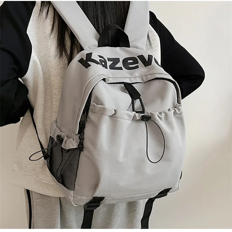 URBAN FOREST Nylon Backpack Unisex Gray/Black/Orange/Pink-3