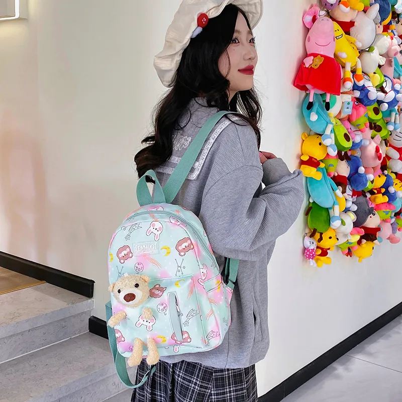 URBAN FOREST Nylon Backpack Women's Pink/Violet/Green/Blue/Black-19