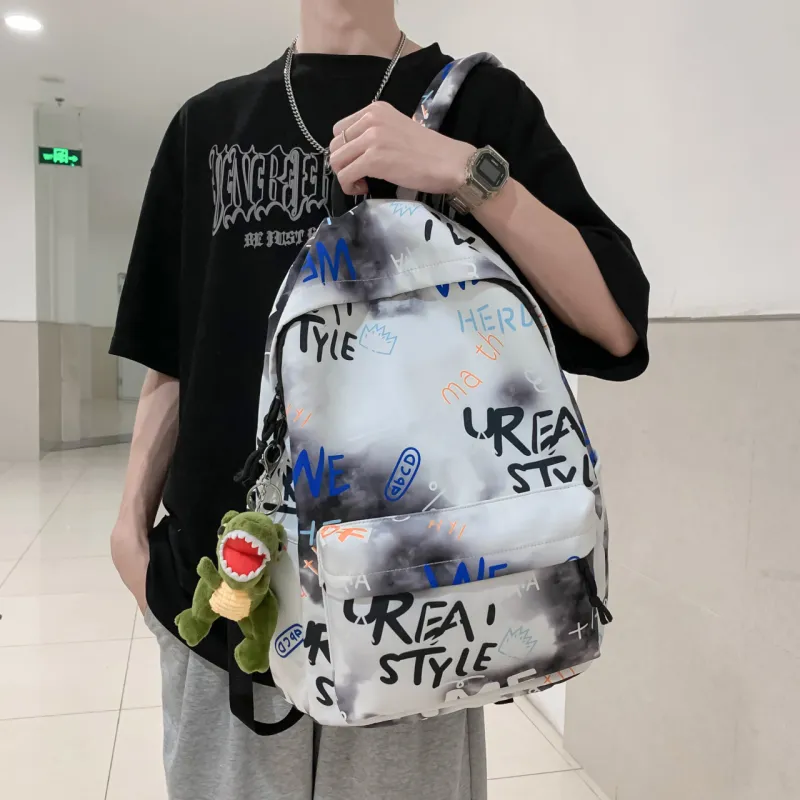 URBAN FOREST Nylon Backpack Unisex Blue/Green/Gray/White-22
