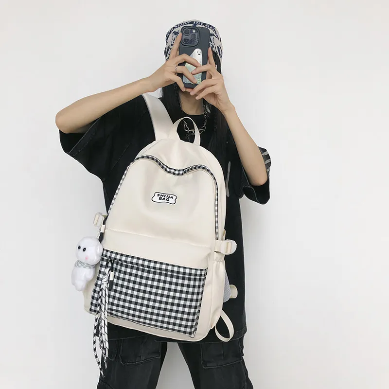 URBAN FOREST Nylon Backpack Unisex White/Black-1