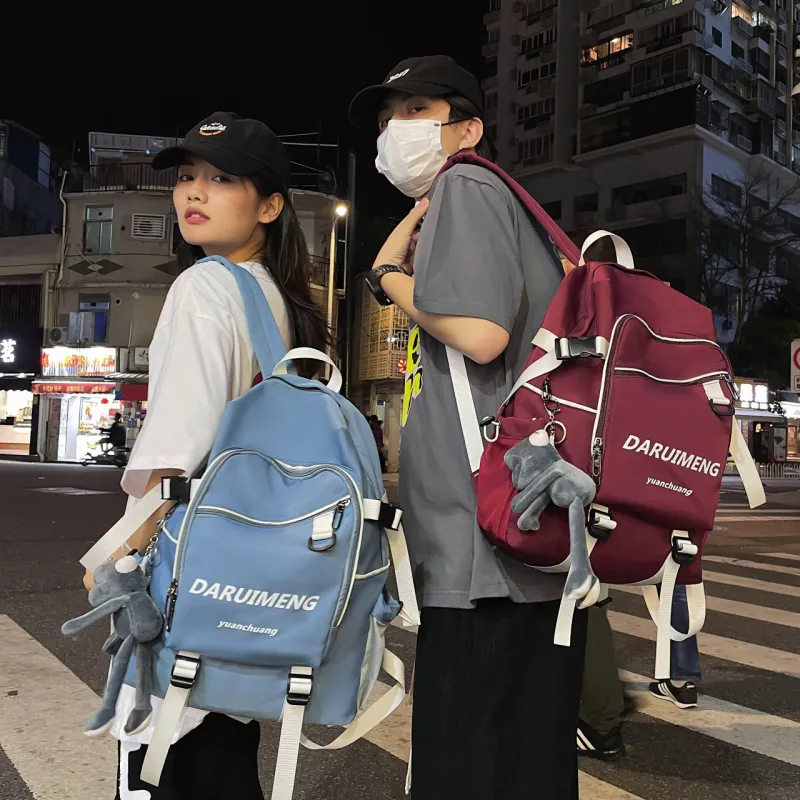 URBAN FOREST Nylon Backpack Unisex Blue/Red/Black/White-4