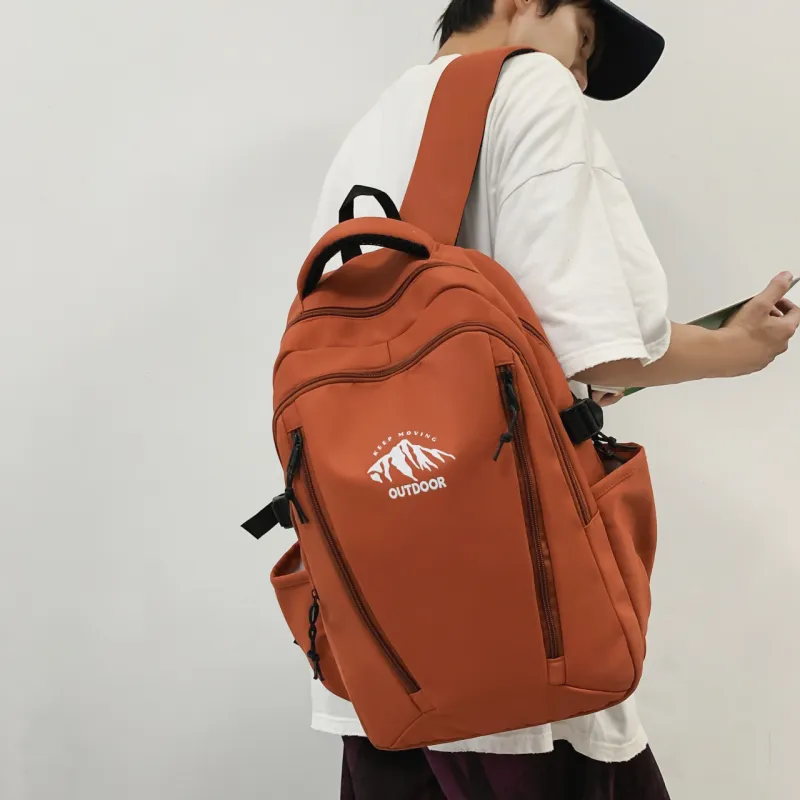 URBAN FOREST Nylon Backpack Unisex Orange/Green/Red/Black/White-3