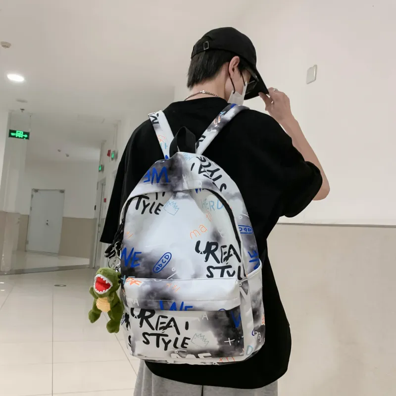 URBAN FOREST Nylon Backpack Unisex Blue/Green/Gray/White-19