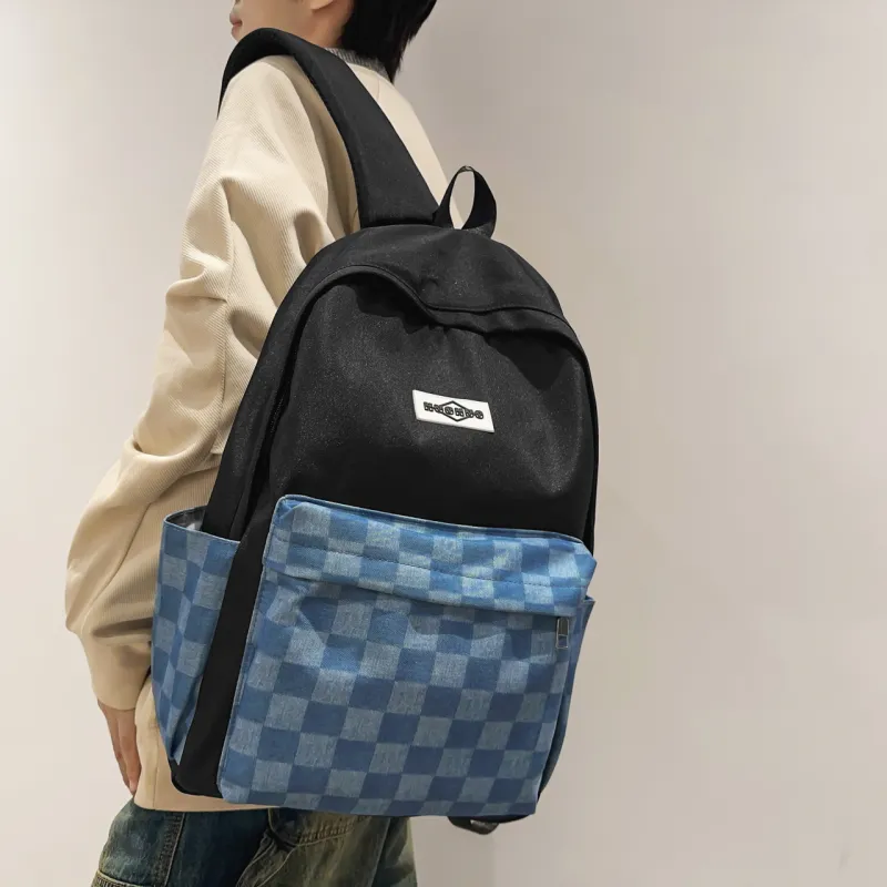 URBAN FOREST Nylon Backpack Regular Unisex Black/Pink/Purple/Lake Blue/Navy Blue-24