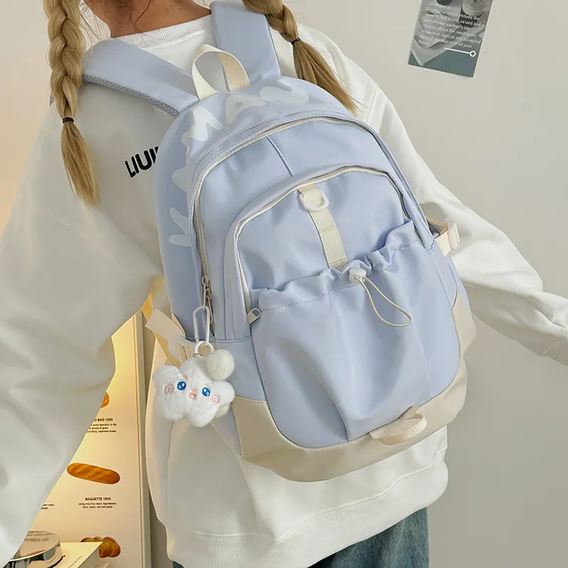 URBAN FOREST Nylon Backpack Unisex Yellow/Blue/Pink/Black/White-14