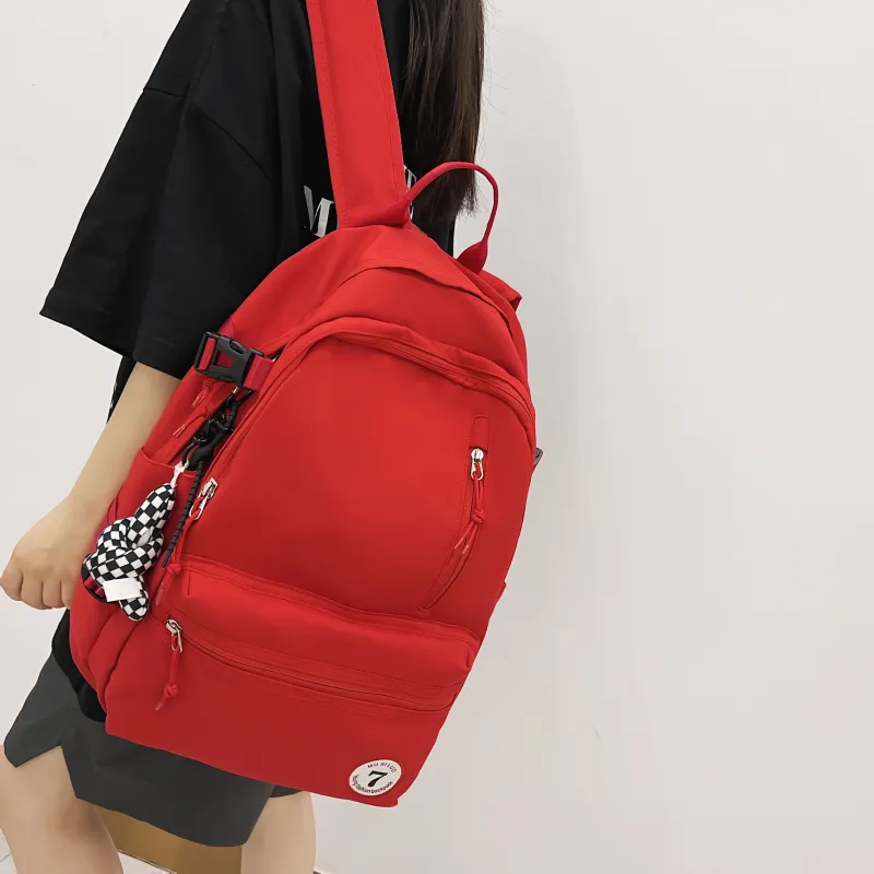 URBAN FOREST Nylon Backpack Unisex White/Black/Red/Pink-10