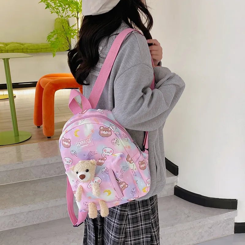 URBAN FOREST Nylon Backpack Women's Pink/Violet/Green/Blue/Black-7