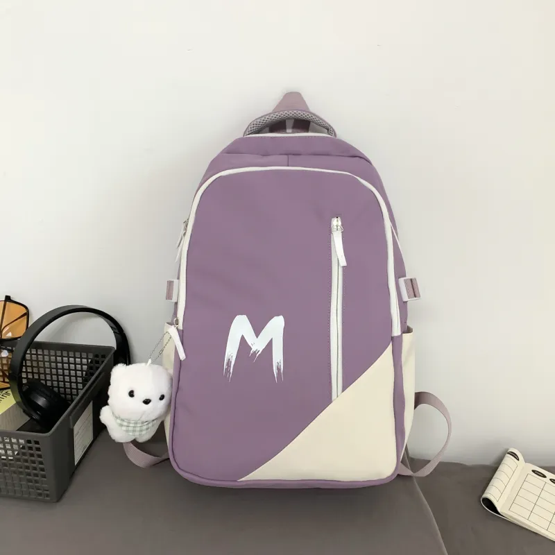 URBAN FOREST Composite Cloth Backpack Unisex Black/Purple/Green/Blue-7