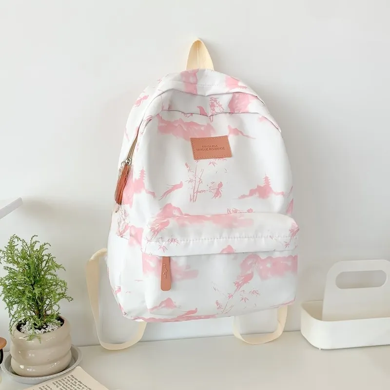 URBAN FOREST Composite Cloth Backpack Unisex Gray/Pink/Red/Green-9