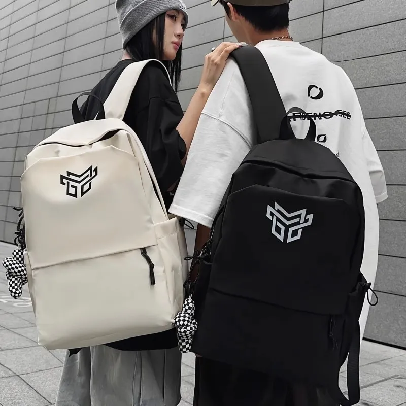 URBAN FOREST Nylon Backpack Unisex Black With White Logo/Black Logo/White/Gray/Blue-1