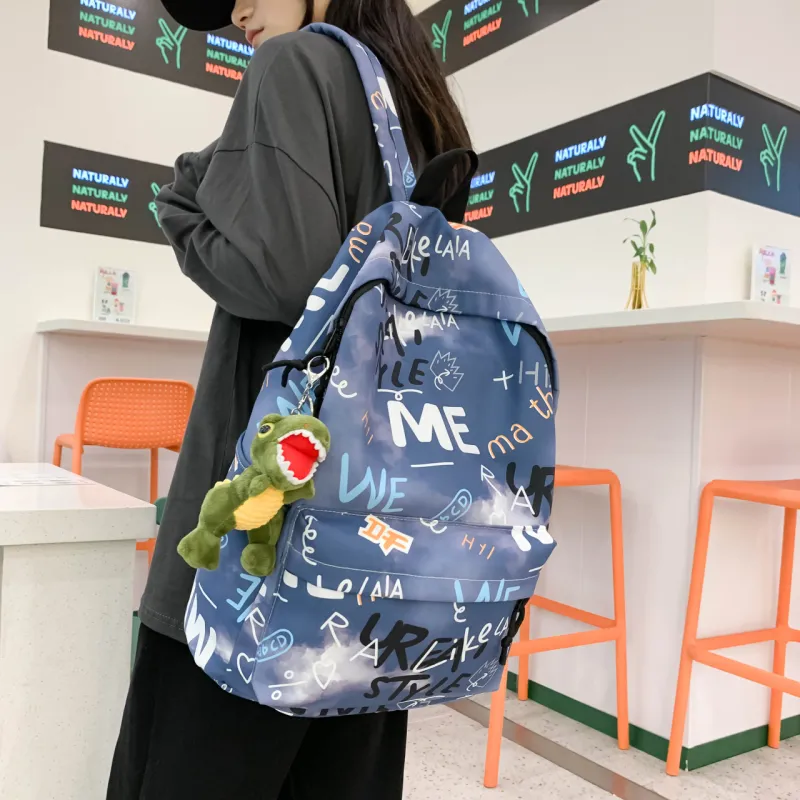 URBAN FOREST Nylon Backpack Unisex Blue/Green/Gray/White-5
