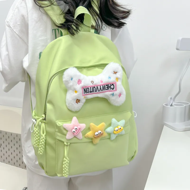 URBAN FOREST Composite Cloth Backpack Unisex Yellow/Pink/Black/Green/White-20