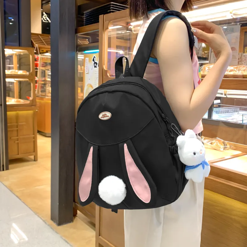 URBAN FOREST Nylon Backpack Unisex White/Black/Pink/Yellow/Blue-10