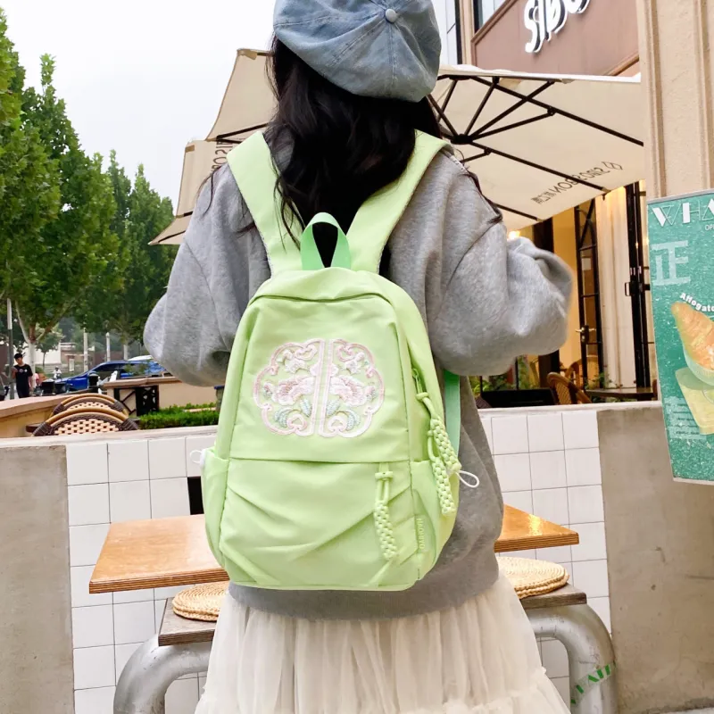 URBAN FOREST Nylon Backpack Unisex Green/Blue/Orange Red/Black/White-2