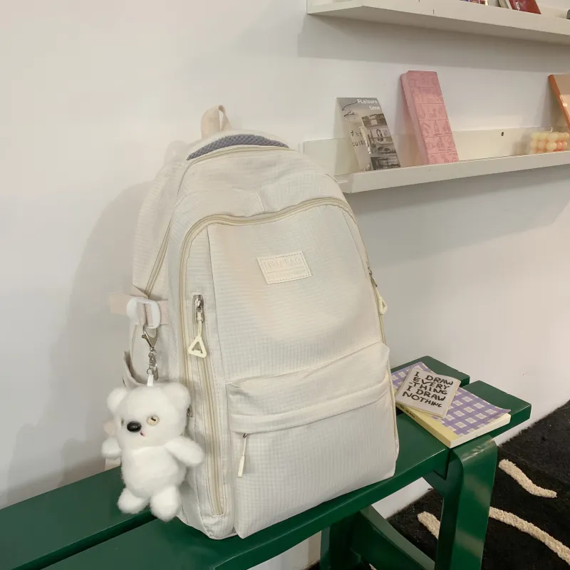 URBAN FOREST Nylon Backpack Unisex Ecru/Black/Pink/Light Purple/Yellow/Light Blue-1