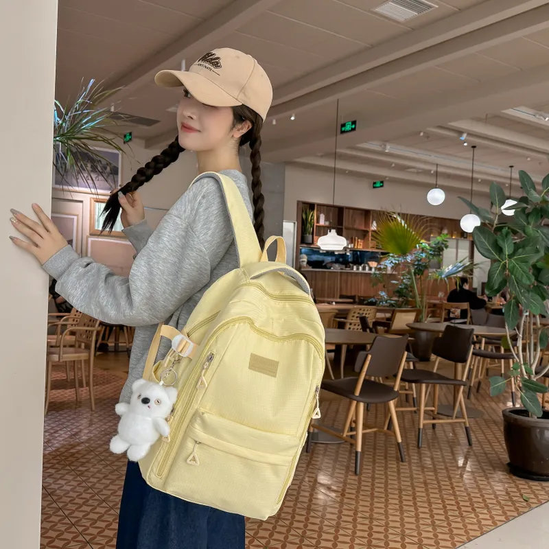 URBAN FOREST Nylon Backpack Unisex Ecru/Black/Pink/Light Purple/Yellow/Light Blue-22