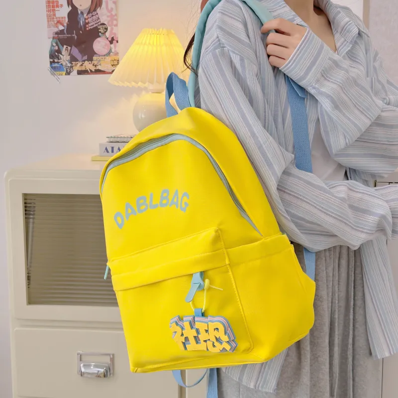 URBAN FOREST Nylon Backpack Unisex Yellow/Green/Ecru-3