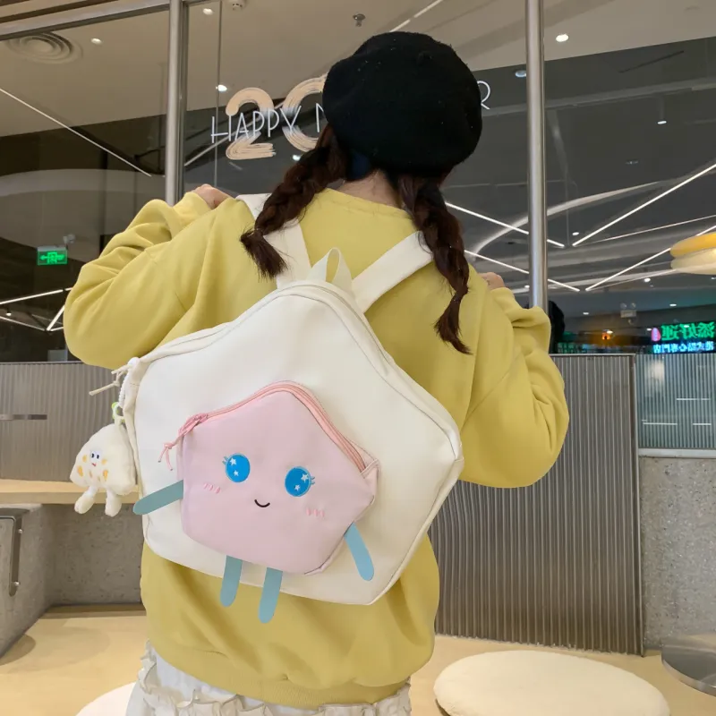 URBAN FOREST Nylon Backpack Unisex Pink/Yellow/White-12