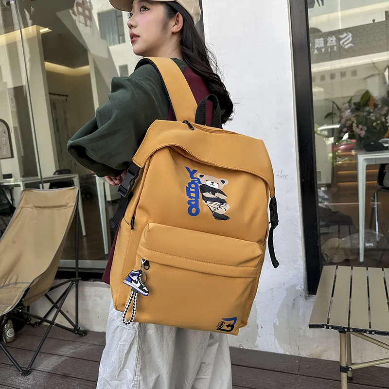 URBAN FOREST Nylon Backpack Unisex Army Green/Dark Blue/Gray/Yellow/Black-16