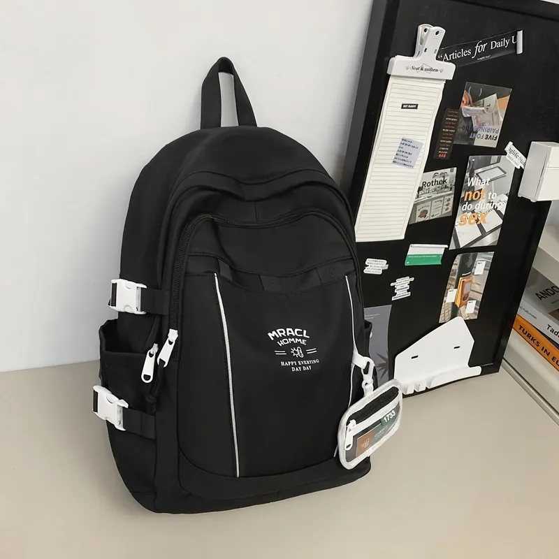 URBAN FOREST Nylon Backpack Unisex Black Red/Purple/Green Blue/Coffee-4