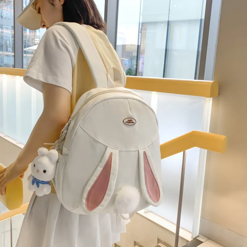 URBAN FOREST Nylon Backpack Unisex White/Black/Pink/Yellow/Blue-4
