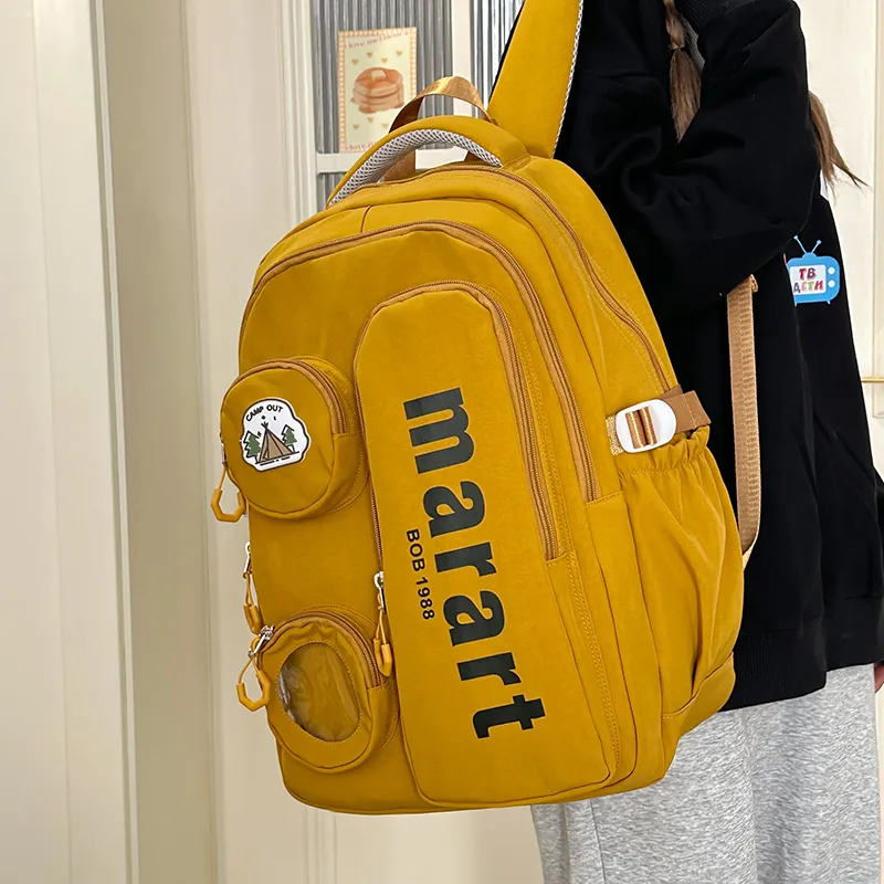 URBAN FOREST Nylon Backpack Regular Unisex Ecru/Light Gray/Black/Yellow/Pink-13