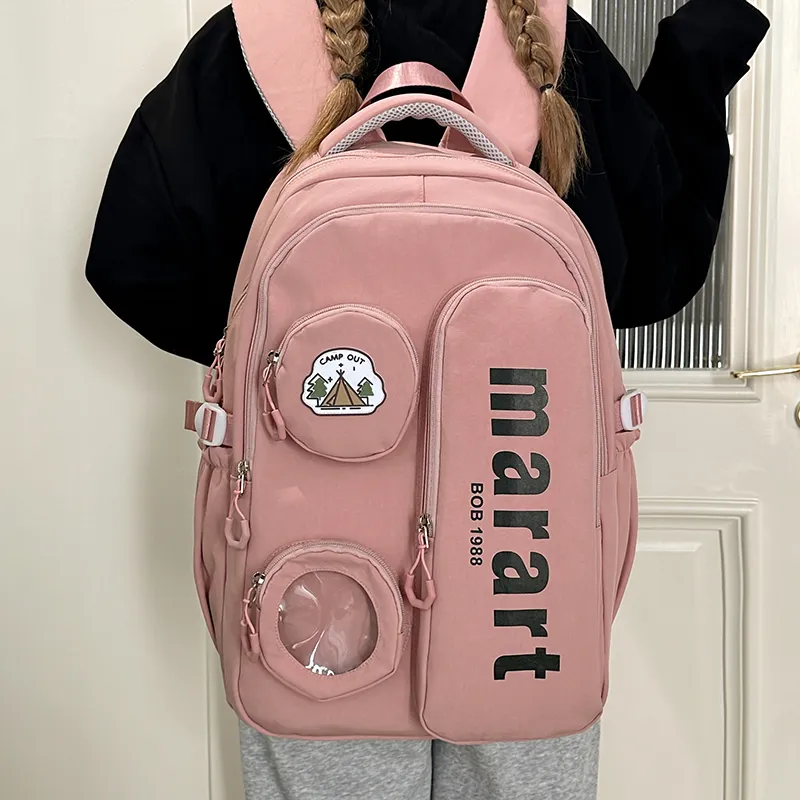 URBAN FOREST Nylon Backpack Regular Unisex Ecru/Light Gray/Black/Yellow/Pink-16