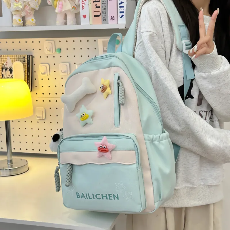 URBAN FOREST Nylon Backpack Unisex Pink/Violet/Khaki/Cyan/Lake Blue/Black-20