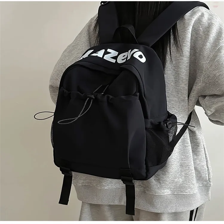 URBAN FOREST Nylon Backpack Unisex Gray/Black/Orange/Pink-9