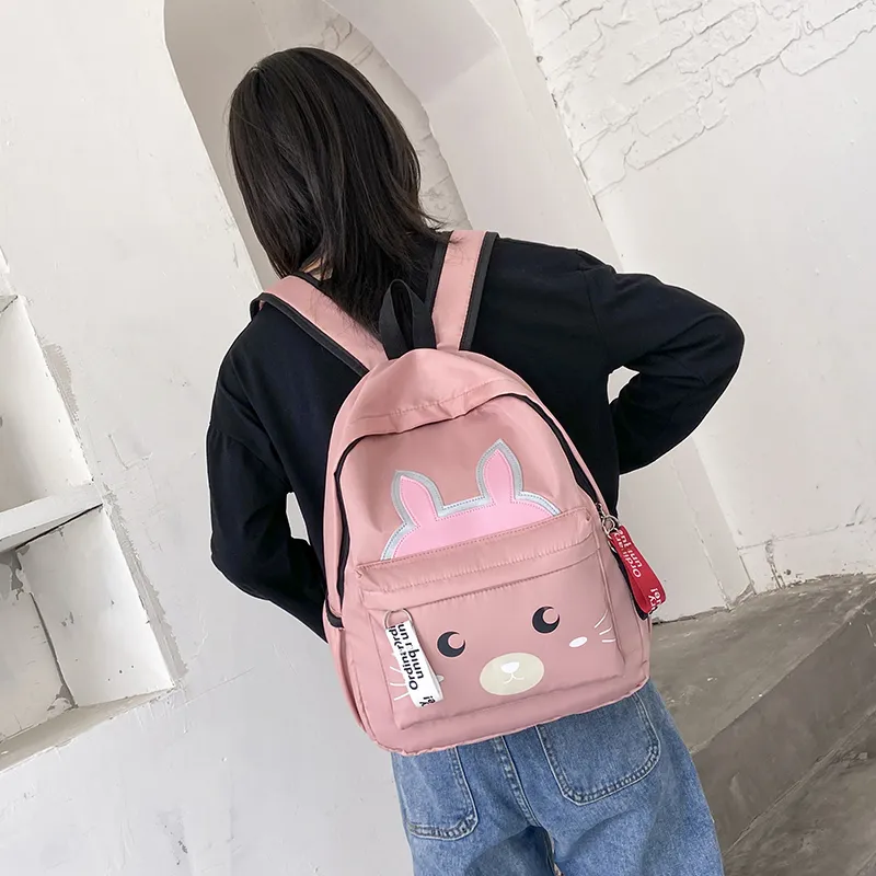 URBAN FOREST Nylon Backpack Regular Unisex Black/Pink/Watermelon Red/Green-9