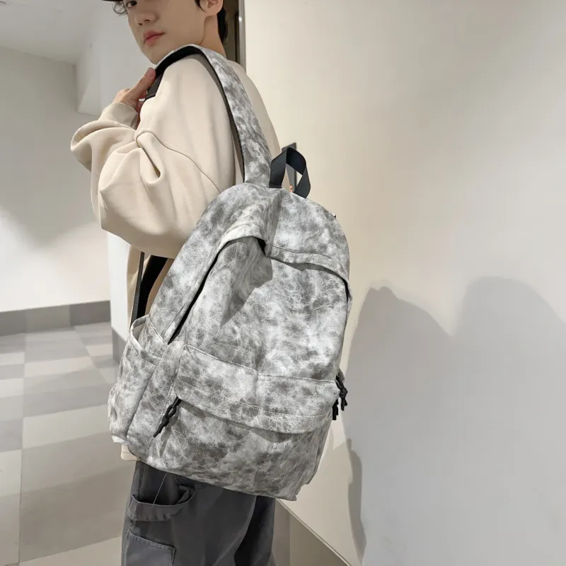 URBAN FOREST PU Backpack Unisex Gray/Blue/Coffee-3