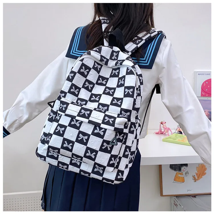 URBAN FOREST Nylon Backpack Unisex Black/Purple/Green/Blue-2