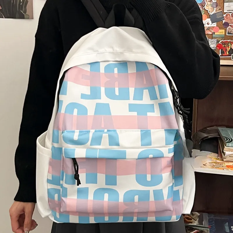 URBAN FOREST Nylon Backpack Unisex Light Blue/Dark Blue/Green/Black-6