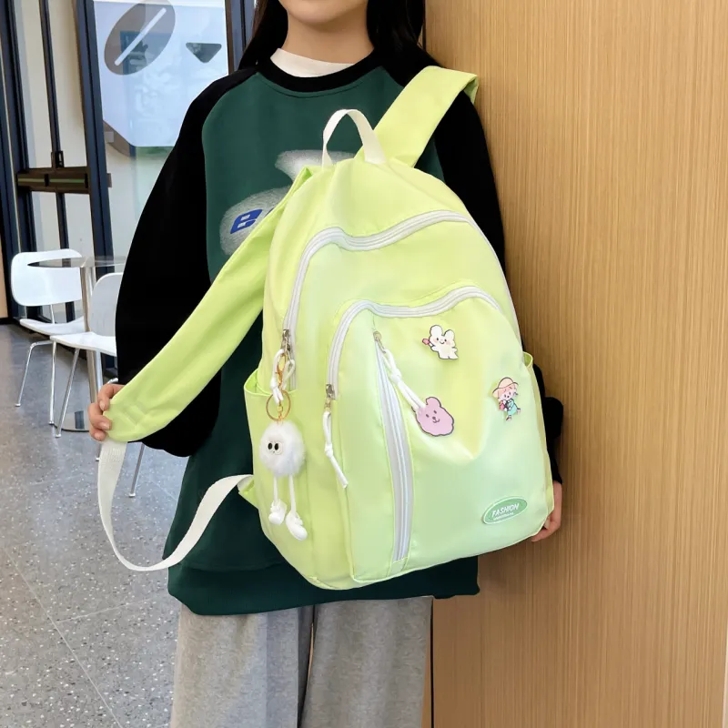 URBAN FOREST Nylon Backpack Unisex Light Yellow/Light Green/Ivory/Black-8