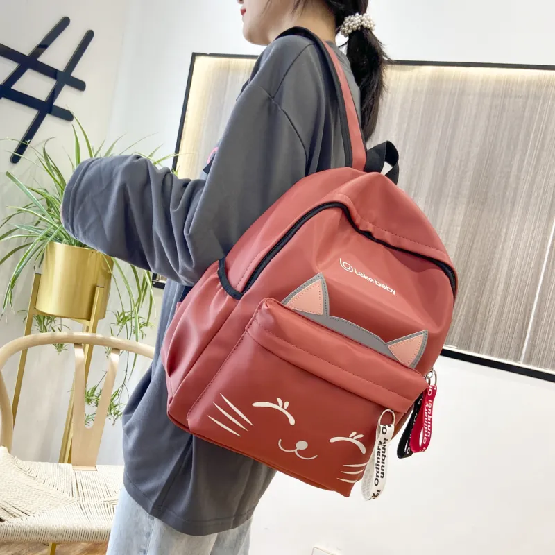 URBAN FOREST Nylon Backpack Regular Unisex Black/Pink/Red/Green-12