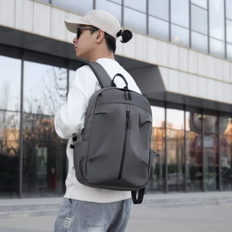 URBAN FOREST Nylon Backpack Unisex Dark Gray, Black-3